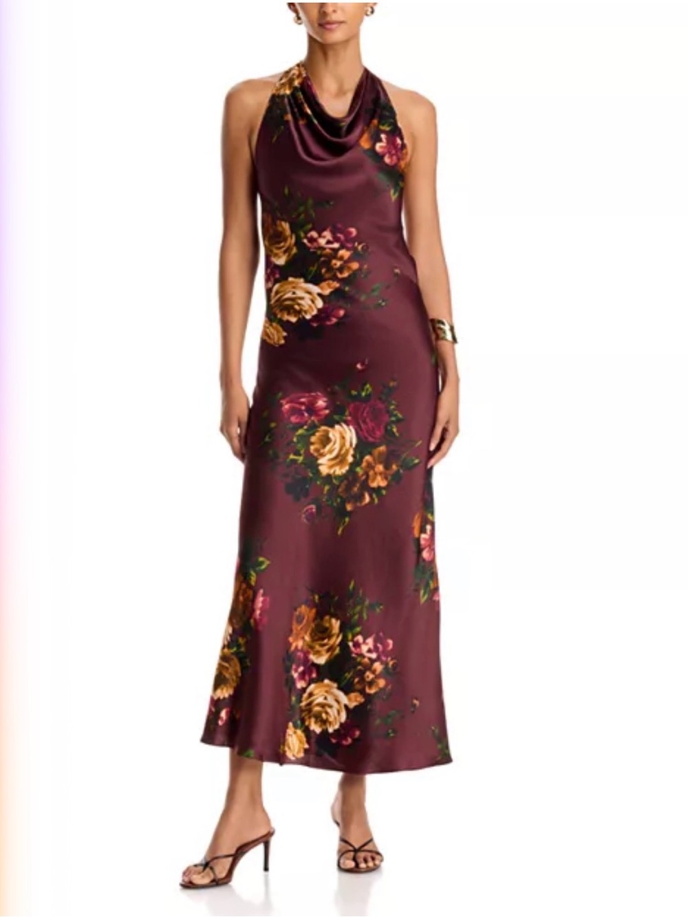 NWT Floral Cowl-Neck Cocktail Dress - Merlot